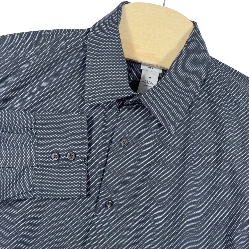 GAP Button Down Shirt Mens M Navy Blue Micro Dot Premium Cotton Long Sleeve
